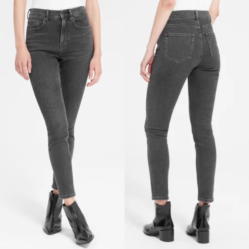 Everlane The High-Rise Skinny Jean High Waisted Washed Black Dark Gray 25